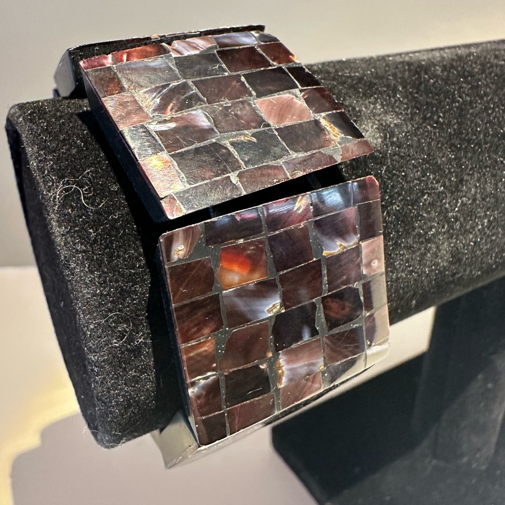 Mosaic Shell Cuff Bracelet RARE find - Picture 3 of 7
